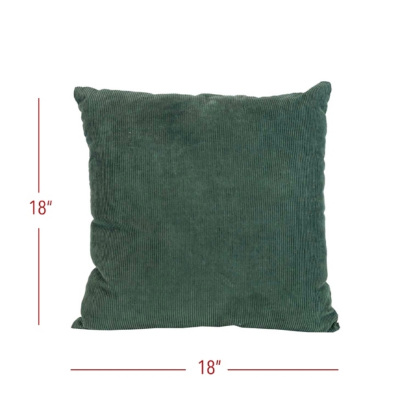 Emerald Velvet Corduroy Throw Pillow