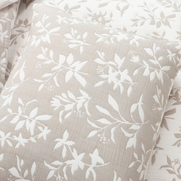 Tan Floral Reversible 3-pc. King Quilt Set