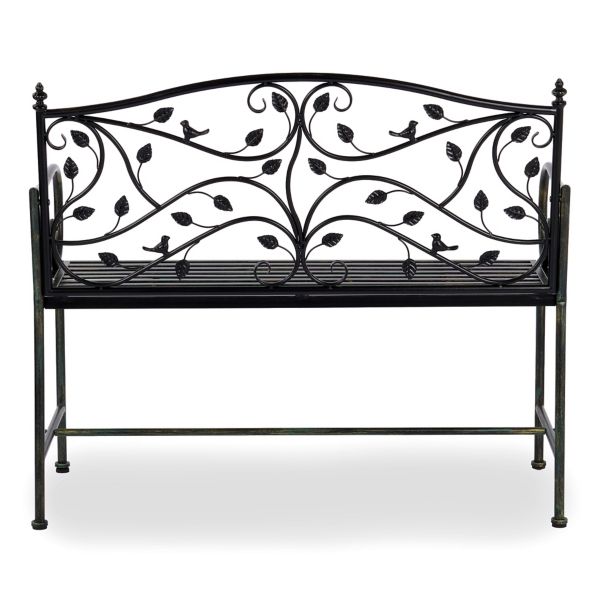 Green Leaves Metal Outdoor Bench
