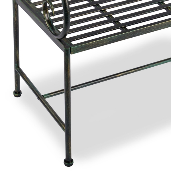 Green Leaves Metal Outdoor Bench