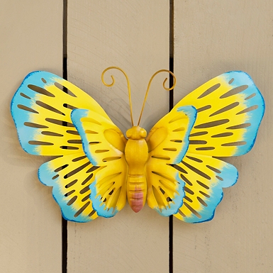 Yellow Butterfly Outdoor Wall Plaque, 13 in.
