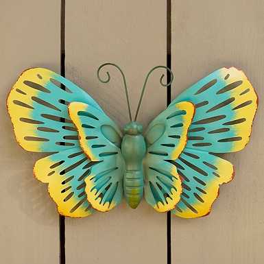 Yellow Butterfly Outdoor Wall Plaque, 13 in.