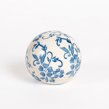 Blue & White Floral Ceramic Orb, 4 in. | Kirklands Home