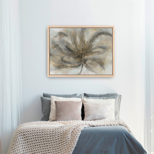 Gray Wildflower Framed Canvas Art Print