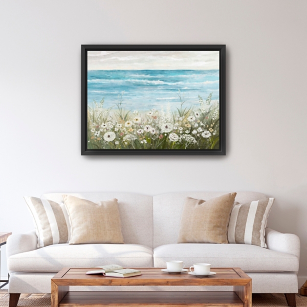 Floral Coast Black Framed Canvas Art Print