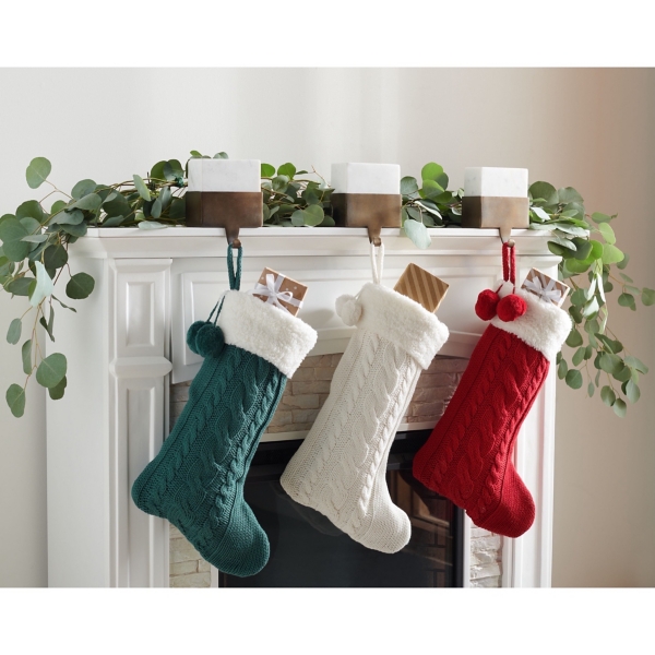 Cinnamon Cable Knit Christmas Stockings, Set of 3