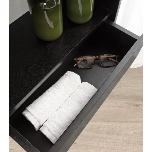 Black Kato Single Drawer Wall Shelf