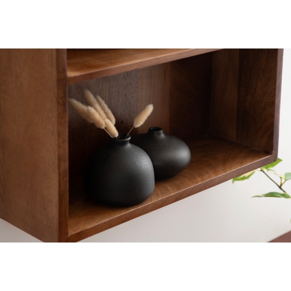 Walnut 3-Tier Arch Arcott Wall Shelf