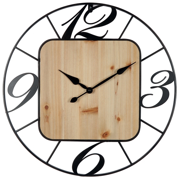 Round Metal & Square Wood Wall Clock Kirklands Home