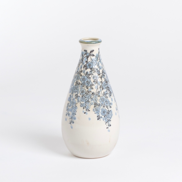 Blue Floral Ceramic Vase, 9.85 in. | Kirklands Home