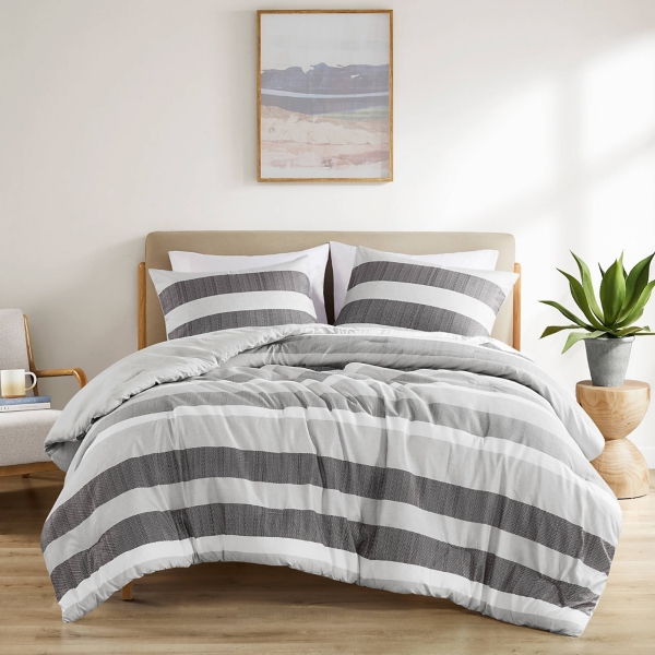 Blake Gray Stripe 3-pc. King Comforter Set