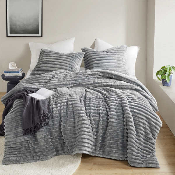 Fluffy Ribbed 3-pc. Full/Queen Comforter Set