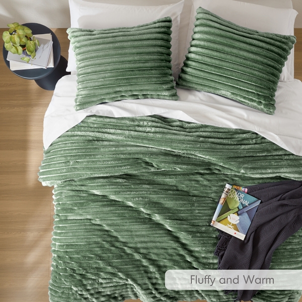 Green Fluffy Ribbed 2-pc. Twin Comforter Set