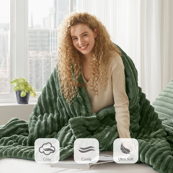 Green Fluffy Ribbed 2-pc. Twin Comforter Set