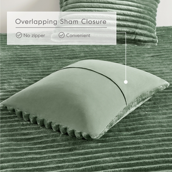 Green Fluffy Ribbed 2-pc. Twin Comforter Set