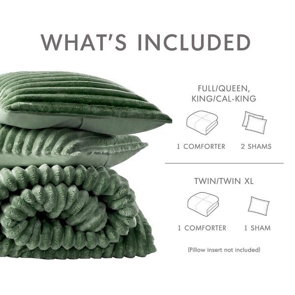 Green Fluffy Ribbed 2-pc. Twin Comforter Set