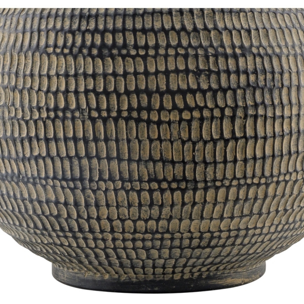 Black Ceramic Carved Lyon Table Lamp