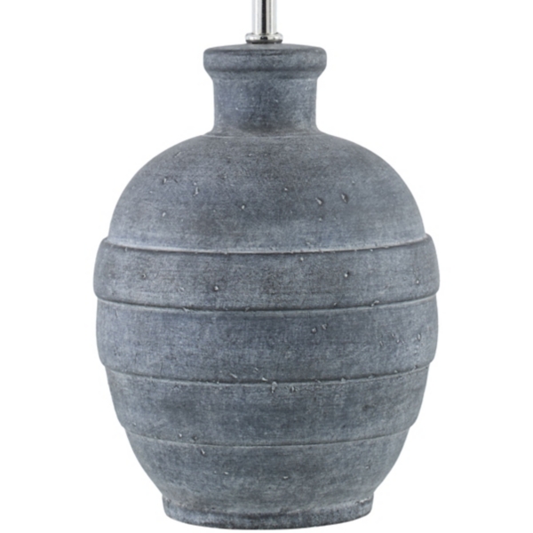 Navy Blue Ceramic 2-pc. Lamps with Seagrass Shades