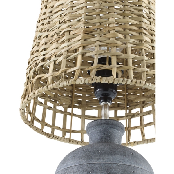 Navy Blue Ceramic 2-pc. Lamps with Seagrass Shades