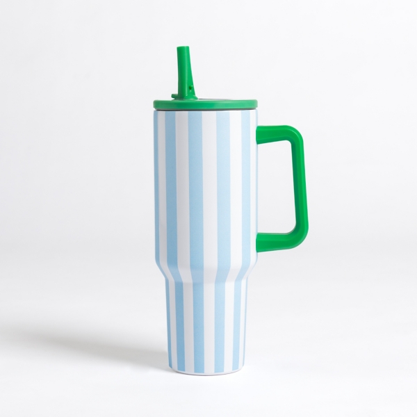 Blue Cabana Stripe Otto 40 oz. Insulated Tumbler