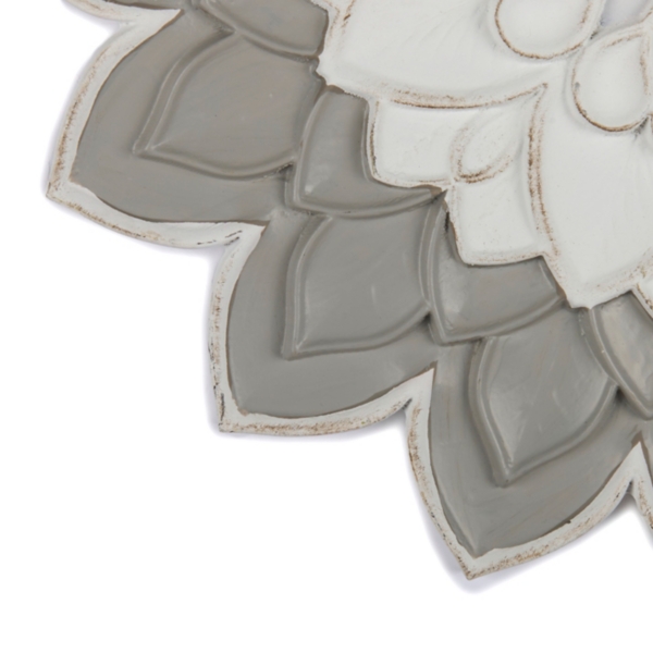 Gray and White Carved Medallion Wall Plaque