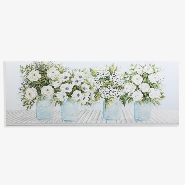 Blue Mason Jar Floral Still Life Canvas Art Print | Kirklands Home