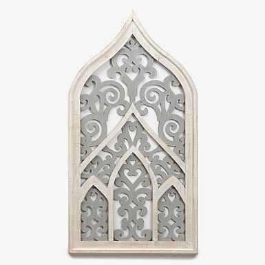 White Floral Carved Wood Wall Plaque