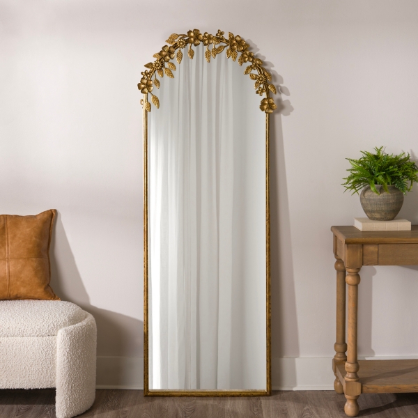 Gold Floral Ava Arched Leaner Mirror | Kirklands Home