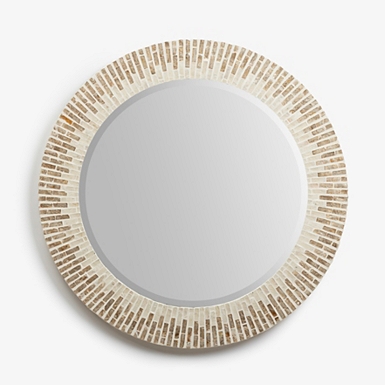 Round Natural Beaded Wall Mirror