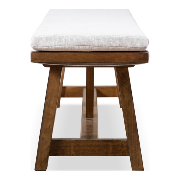 Ivory Upholstered Rustic Wood Katie Dining Bench