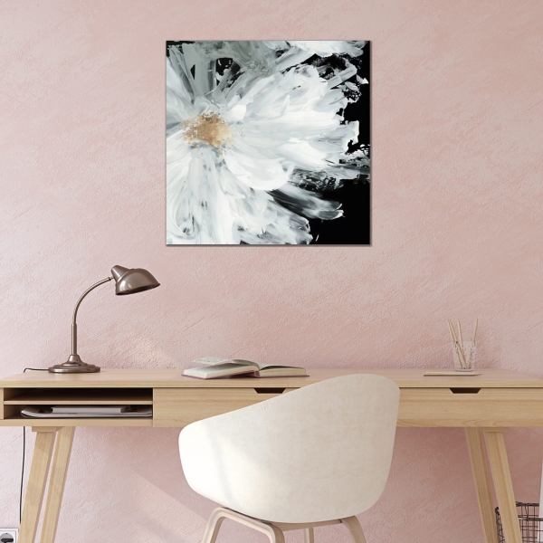 Black Wispy Peony Canvas Art Print