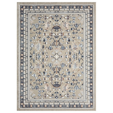 Gray and Ivory Nadia Medallion Area Rug, 7x9