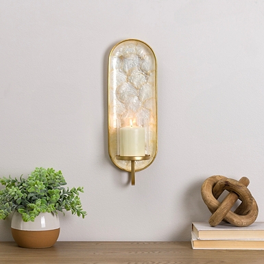 Wood Mirror Cathedral Wall Sconce