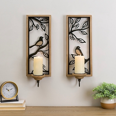 Wood Mirror Cathedral Wall Sconce