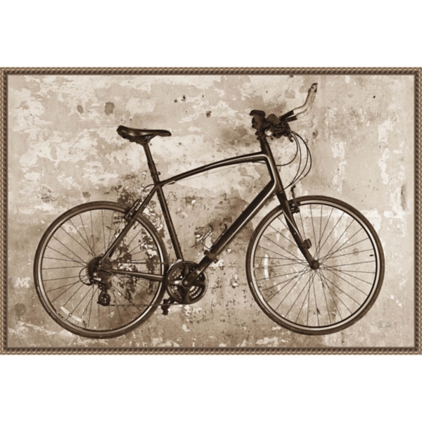 Black Bike Framed Canvas Art Print
