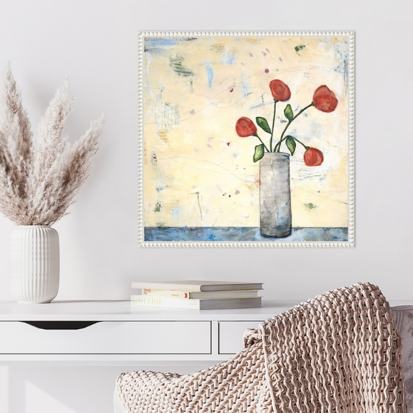 Red Picked Flowers Framed Canvas Art Print