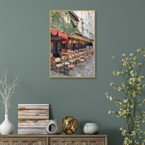 Sidewalk Cafe Framed Canvas Art Print
