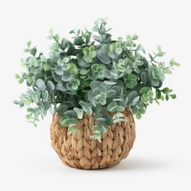 White Hydrangea Arrangement in Woven Basket
