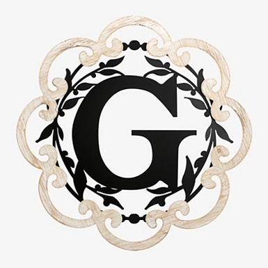Scalloped Wood & Metal Monogram M Wall Plaque