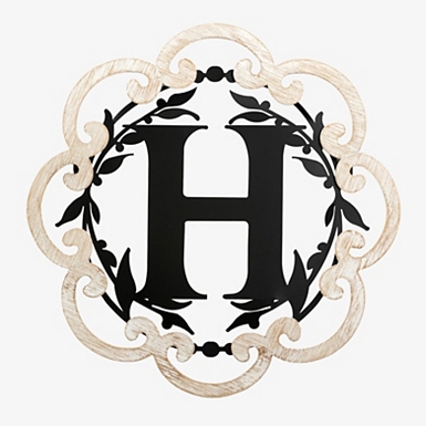 Scalloped Wood & Metal Monogram M Wall Plaque