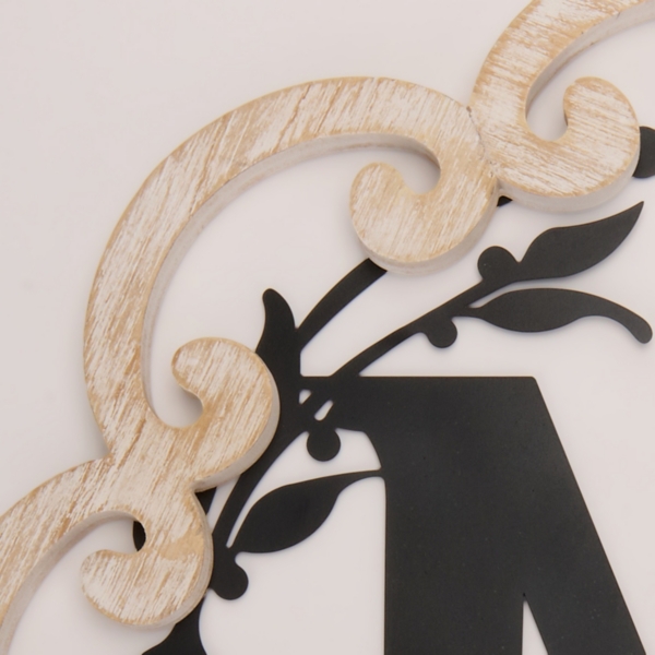Scalloped Wood & Metal Monogram M Wall Plaque