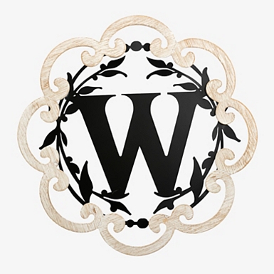 Scalloped Wood & Metal Monogram M Wall Plaque