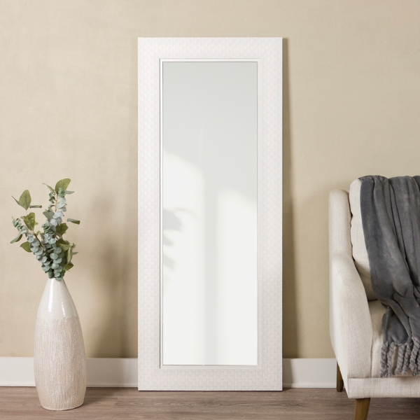 White Weave Frame Leaner Mirror | Kirklands Home