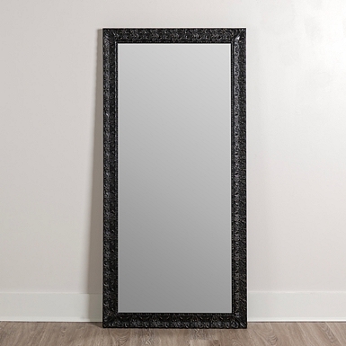 Black Grooved Frame Leaner Mirror