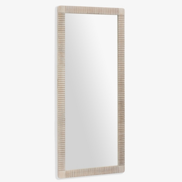 Whitewashed Ribbed Mango Wood Leaner Mirror | Kirklands Home