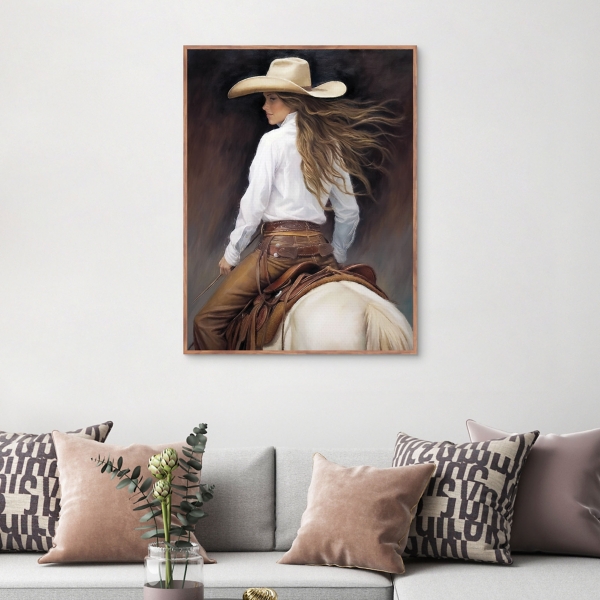 Cowgirl Framed Canvas Art Print
