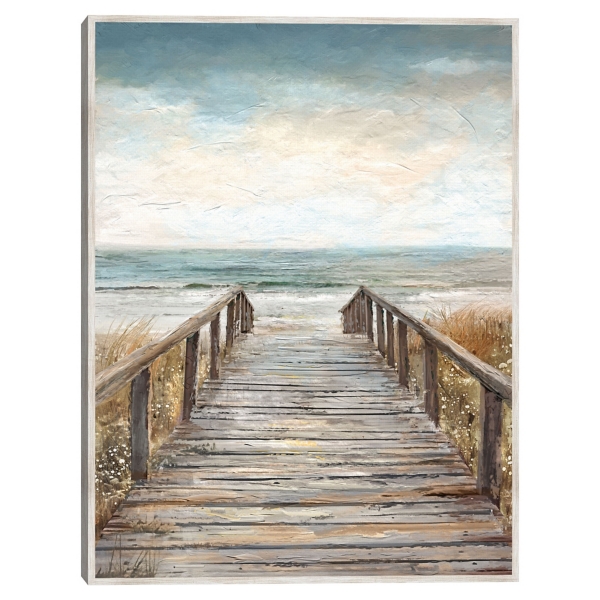 Boardwalk To The Beach Framed Canvas Art Print