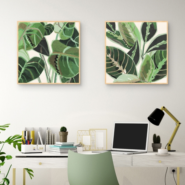 Jungle Close Up Framed Canvas Art Prints, Set of 2