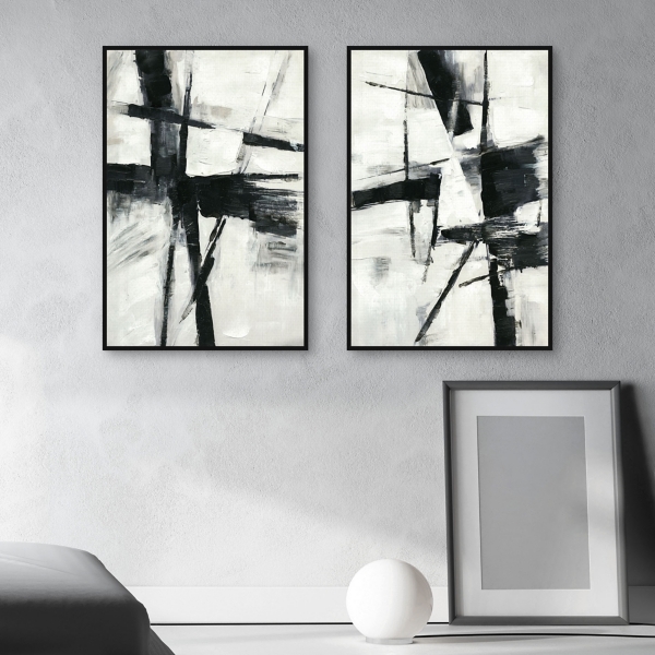 Brushed Away Framed Canvas Art Prints, Set of 2