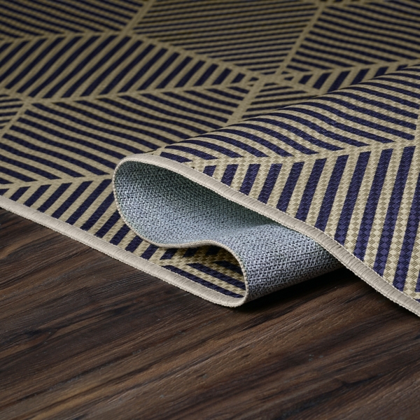 Navy Geometric Washable Area Rug, 5x7
